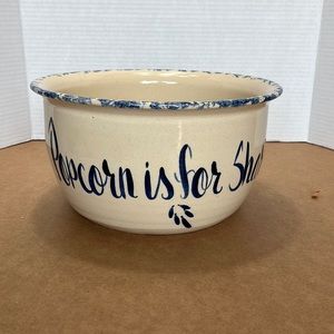 Blue sponge painted Popcorn bowl